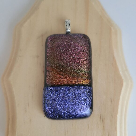 Handcrafted Dichroic Glass Pendant & Earring Set Dangle‎ Drop Artisan Sparkle - Picture 9 of 16